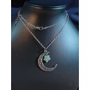 Lange Kette mit Mond u. Aventurine Stern